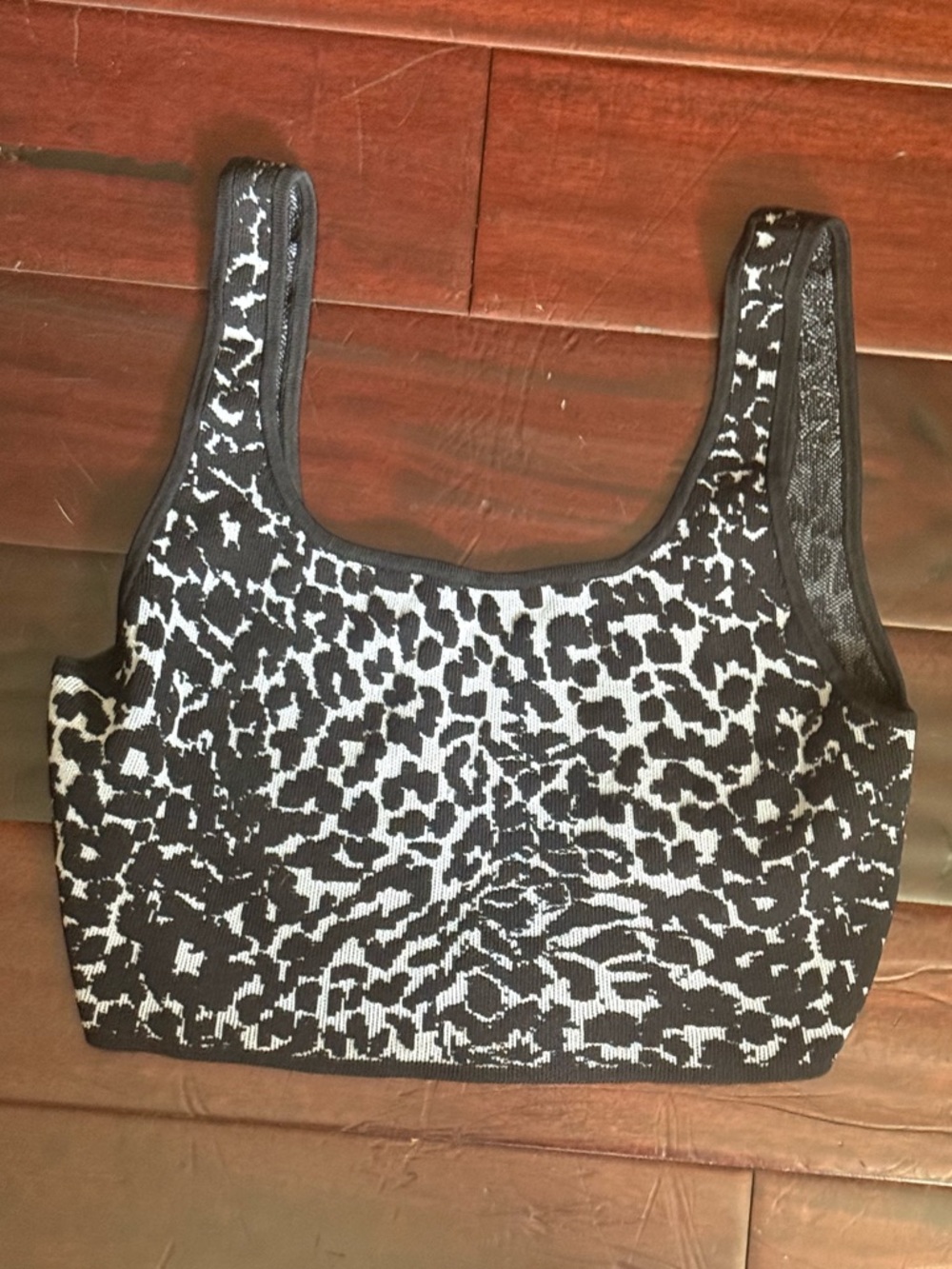 ARITZIA Leopard Print Cropped Tank Top - Black & White